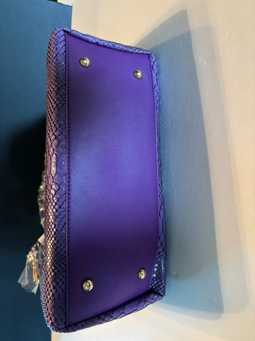 Mellow World Women's Purple Snake-Texture Satchel with Detachable Strap